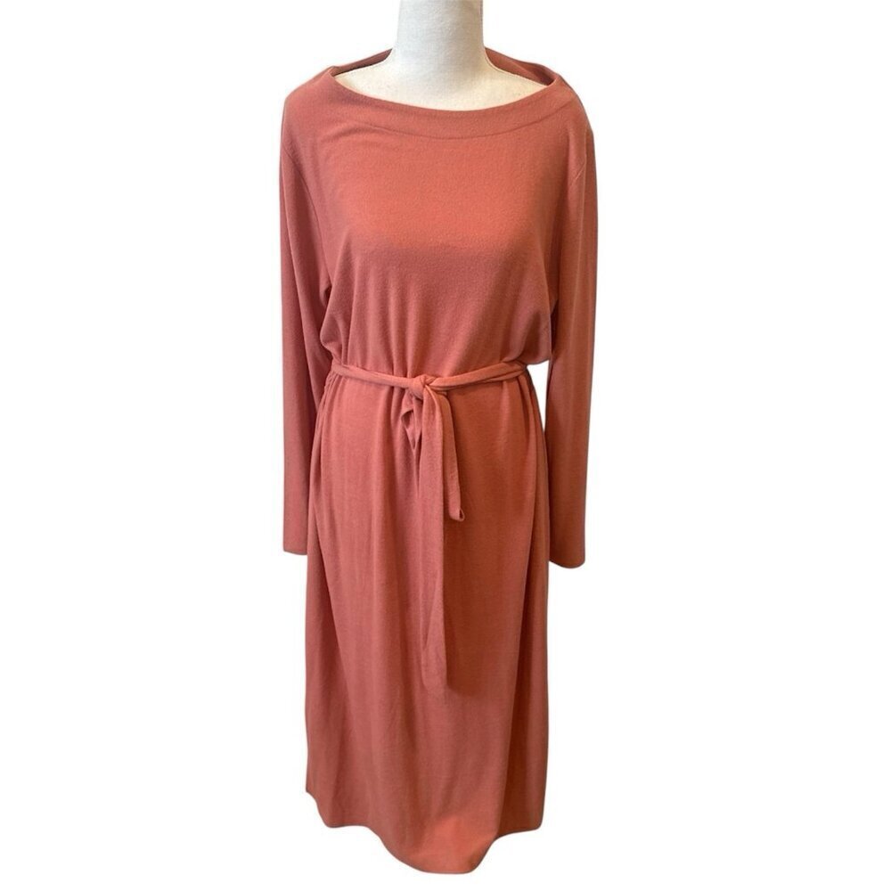 Women Time and Tru Hacci Knit Sheath Dress Salmon Pink Size XL (16-18) Belt